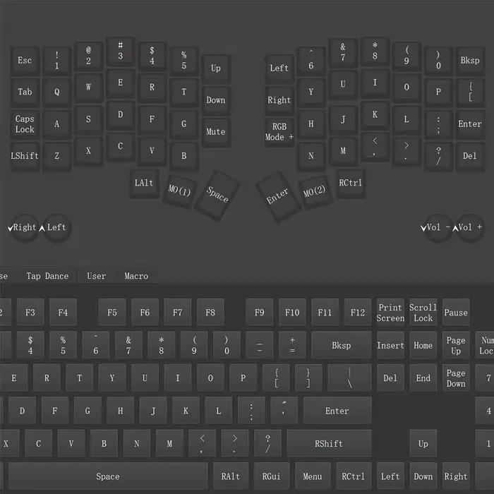 Corne 4 × 6 disposition 2 boutons ergonomie fendue clavier mécanique MX remplaçable à chaud filaire South RGB VIAL Programmable