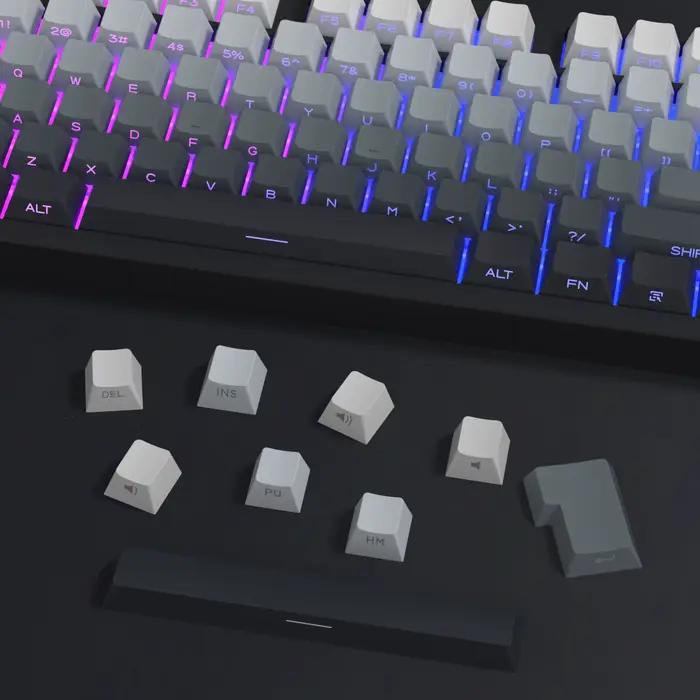 KBDiy 133 touches dégradé gris PBT Double injection Keycap impression latérale brillant à travers