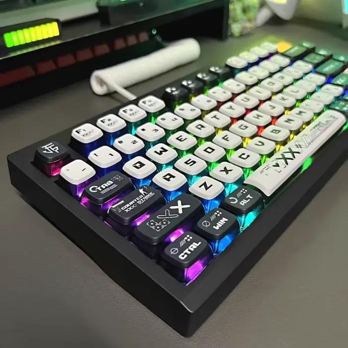 Pudding MDA Keycaps PBT 122 touches translucide binaire Anime adapté aux claviers mécaniques 60/80/87/98/104/108