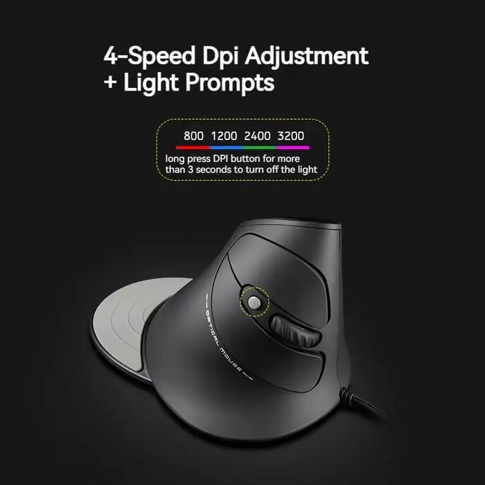 Zelotes T-30 souris optique verticale Programmable 6 touches 4 vitesses DPI réglable ordinateur bureau
