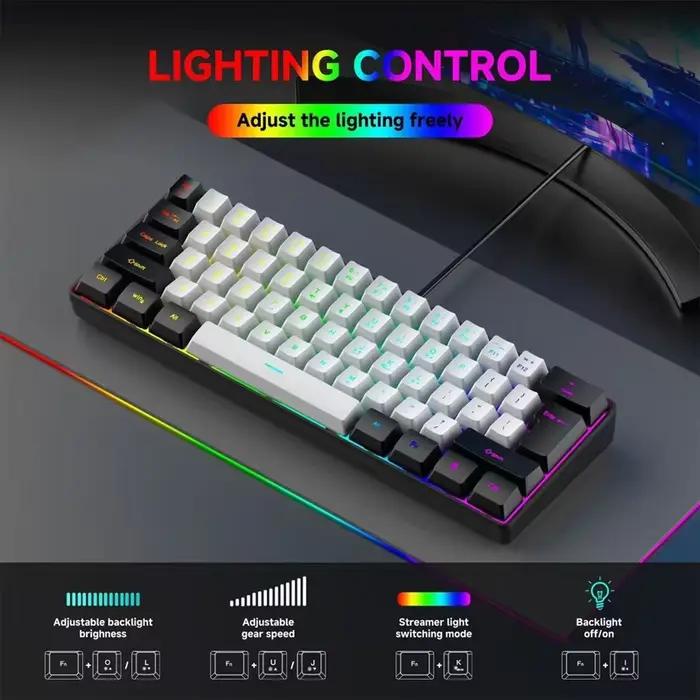 Clavier mécanique filaire pour jeux 60% avec rétroéclairage RGB