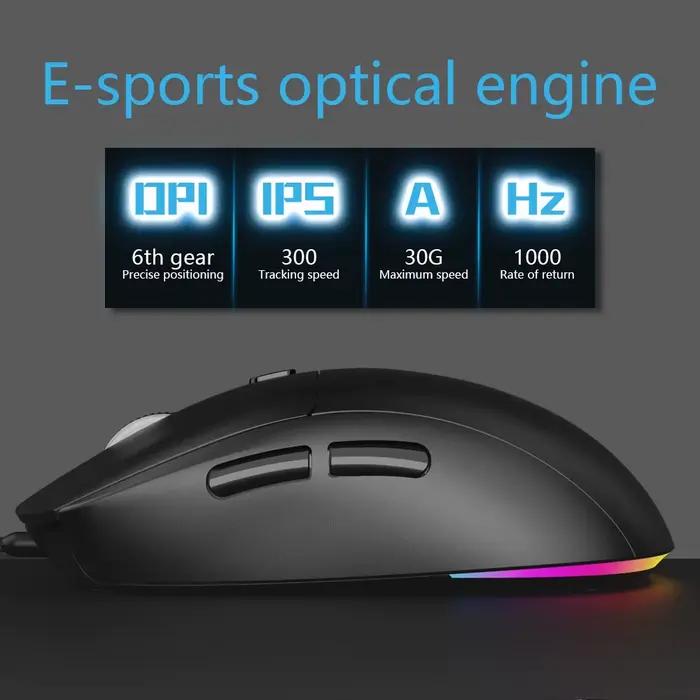Souris filaire USB ajustable à 6 boutons