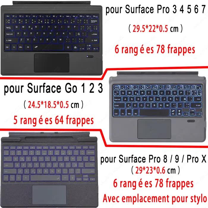 Clavier rétroéclairé pour Microsoft Surface Pro 3 4 5 6 7 8 9 X Go 1 2 3 Trackpad