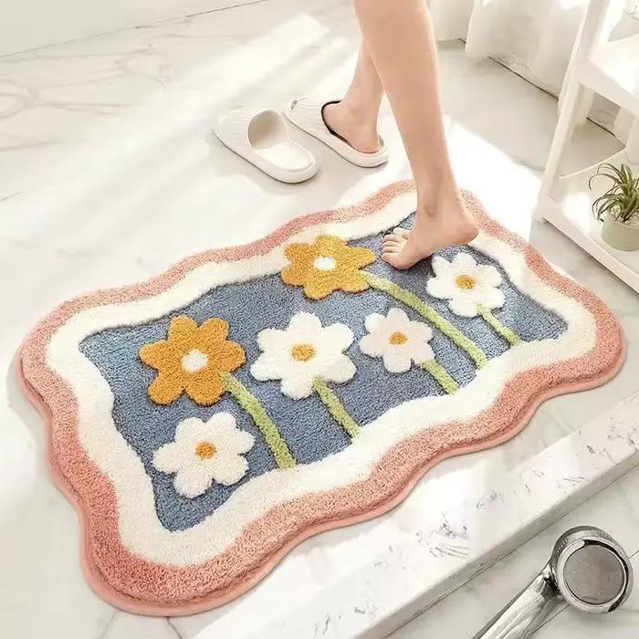 Tapis de salle de bain en fausse laine douce, Super absorbant, antidérapant, pour baignoire de douche, résistant à la saleté, confortable, pour sol de toilette