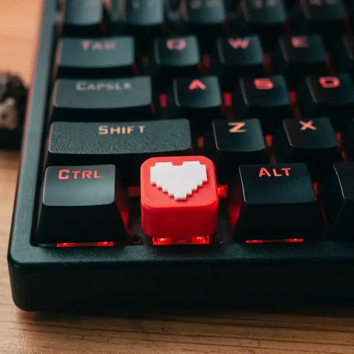 Clavier de jeu PC à axe croisé avec touches personnalisées Pixel Heart