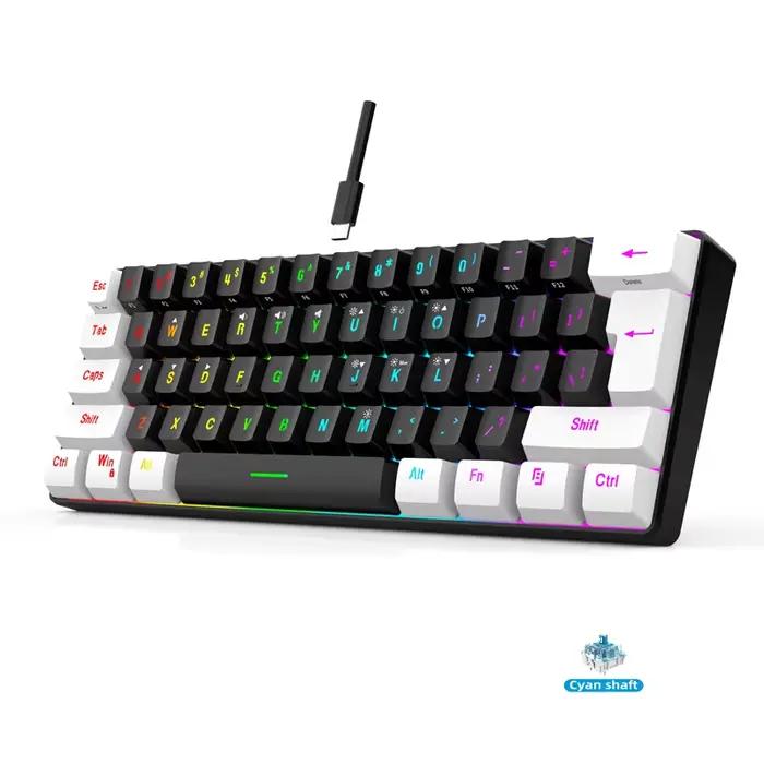 Clavier mécanique gamer 60% mini 61 touches rétroéclairé avec interrupteurs PC