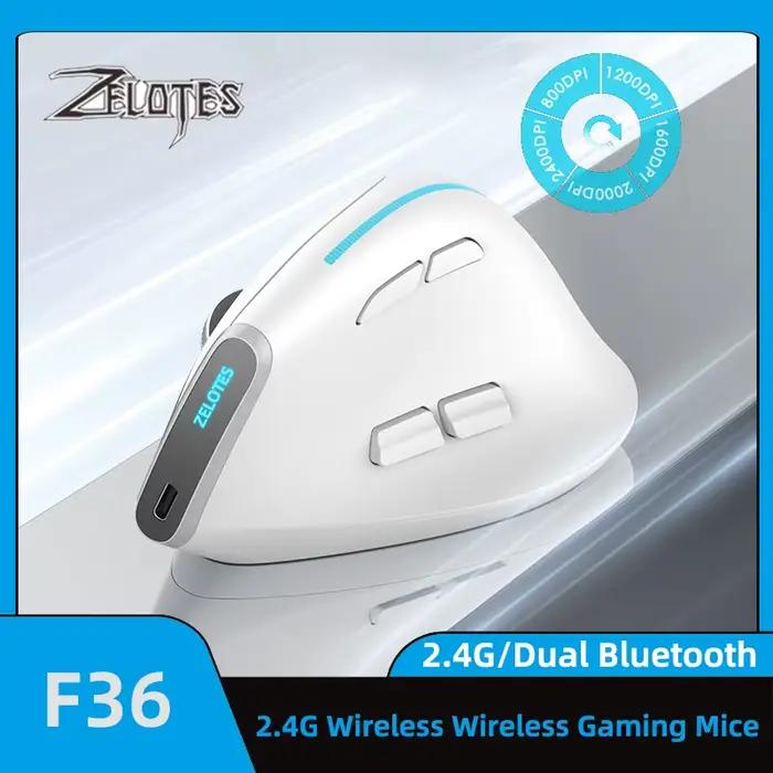ZELOTES F36 souris verticale 2.4G Bluetooth ergonomique 4000DPI 8 boutons muets programmation