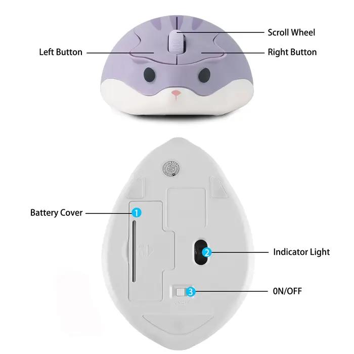 2.4G souris sans fil violet Hamster forme