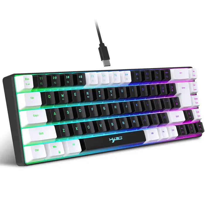 68 touches clavier de jeu USB filaire Portable 20 RGB rétro-éclairage