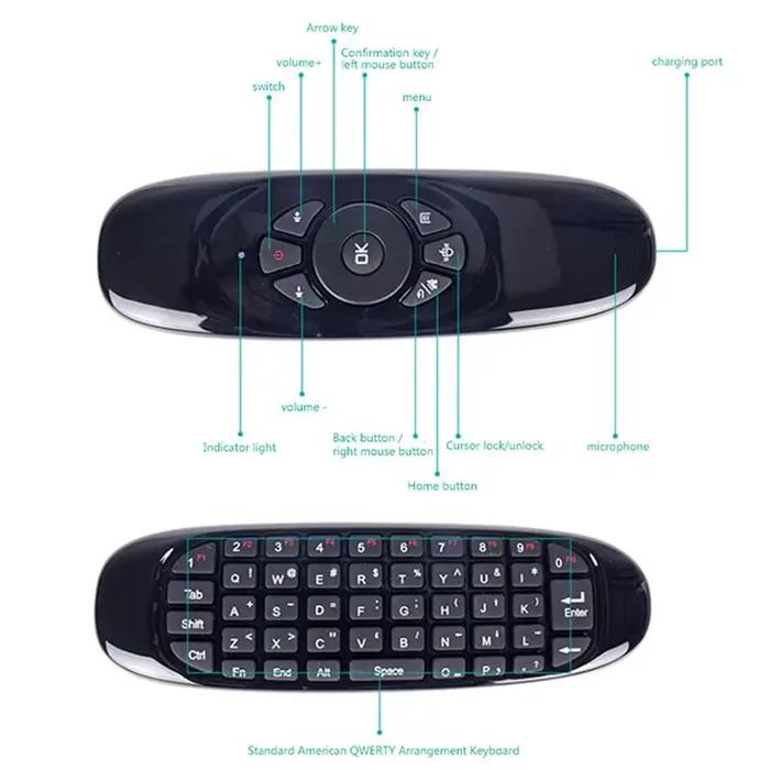 C120 rétro-éclairage Air Mouse 2.4G RF sans fil Mini clavier Gyroscope intelligent