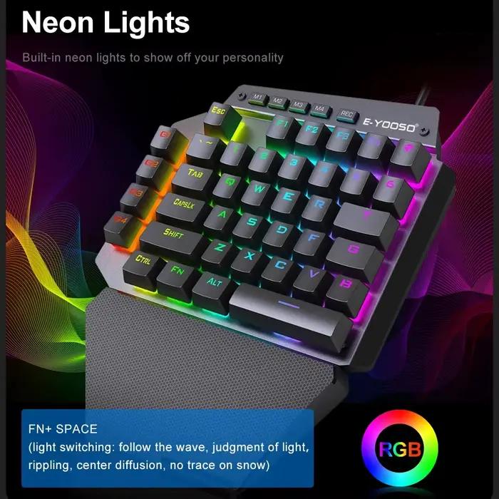 E-YOOSO K700 RGB à Une main Jeu Mécanique Filaire Clavier Rouge Commutateur 44 Clé Programmable Jeux pour Ordinateur PC Portable