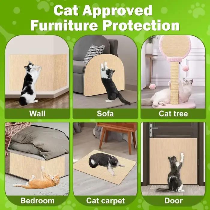 Tapis d'escalade pour chat, résistant à l'usure, bricolage, Protection du canapé, planche à gratter murale auto-adhésive pour chats