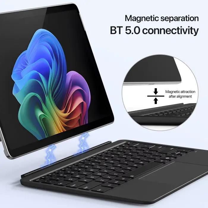 Clavier Bluetooth PULUZ pour Microsoft Surface Pro 12 pouces, clavier rétro-éclairé multicolore, clavier multifonctionnel avec support pour ordinateurs de bureau et portables, clavier de jeu pour occasions spéciales