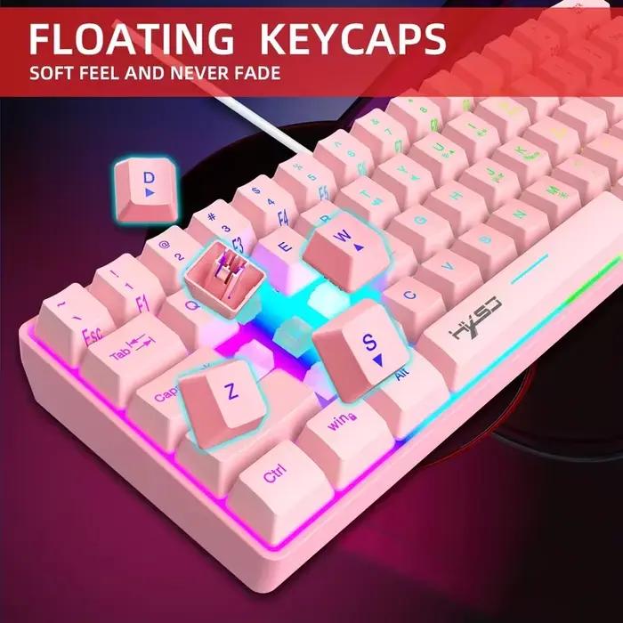 Clavier de jeu RVB rose 60% - Compact 61 touches