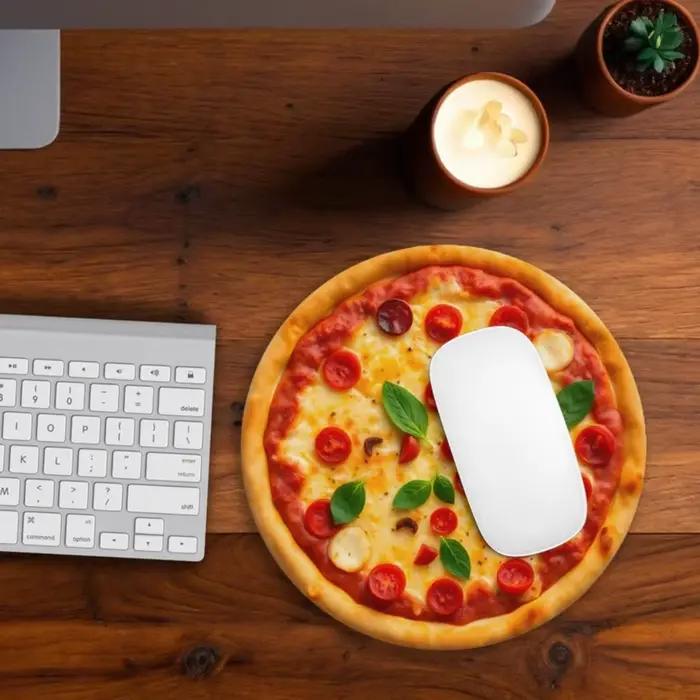 Tapis de souris rond à motif pizza