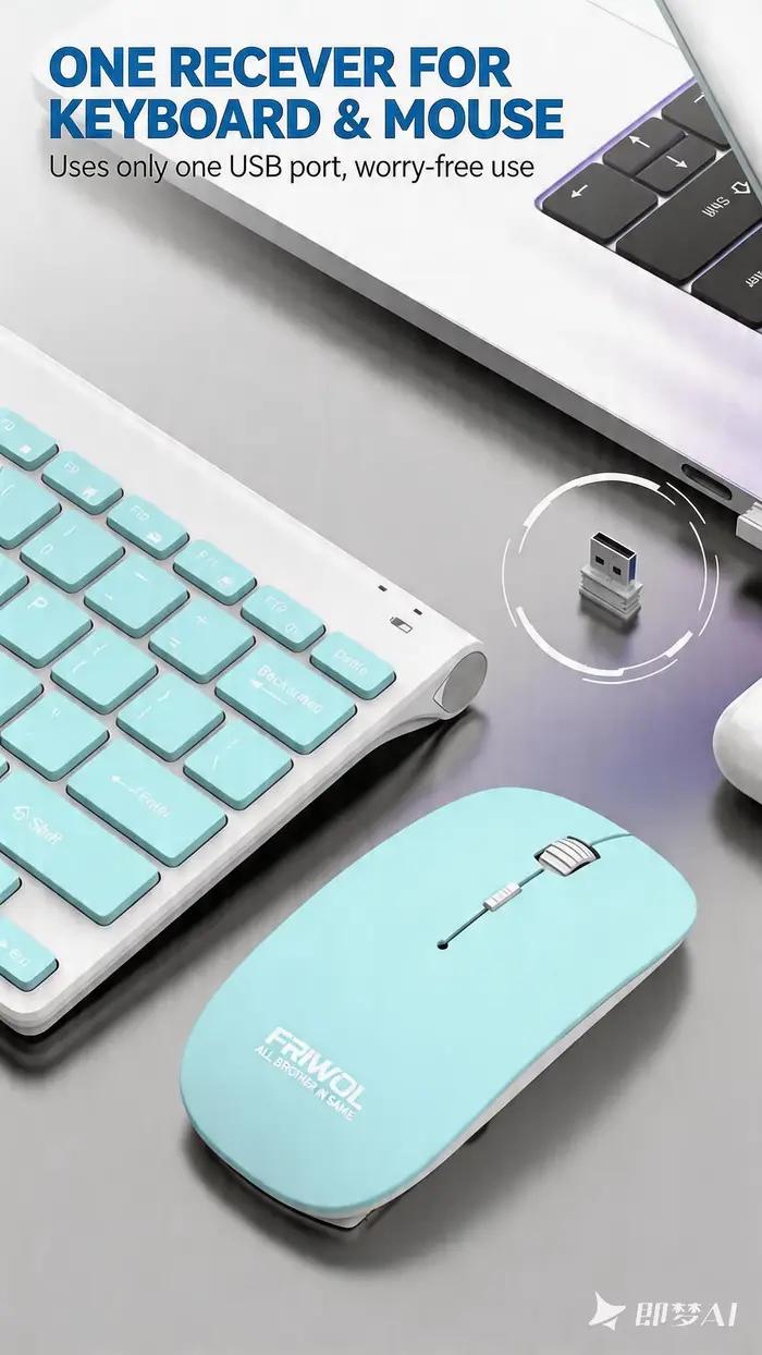 Ensemble clavier et souris sans fil 2.4G WT1100 pour ordinateur portable