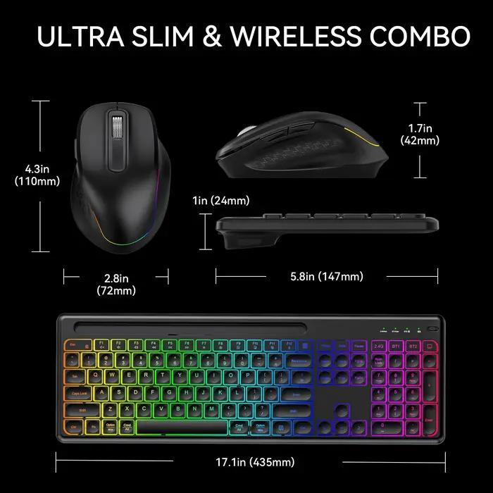 Ensemble clavier et souris ergonomiques rétro-éclairés sans fil