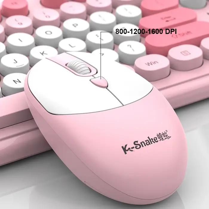 K-snake WK200 ensemble clavier et souris sans fil mignon Punk Keycap USB sans fil