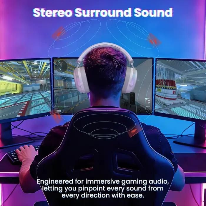 ATTACK SHARK G800 casque de jeu RGB sans fil: son Surround 7.1 pilotes 50mm-coussinets d'oreille en mousse à mémoire de