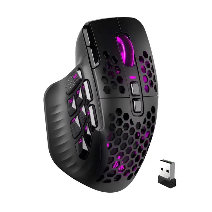 SOLAKAKA SM809 Pro souris de jeu MMO sans fil PAW3311 16 boutons latéraux 24000 DPI rvb nid d'abeille Programmable Macro