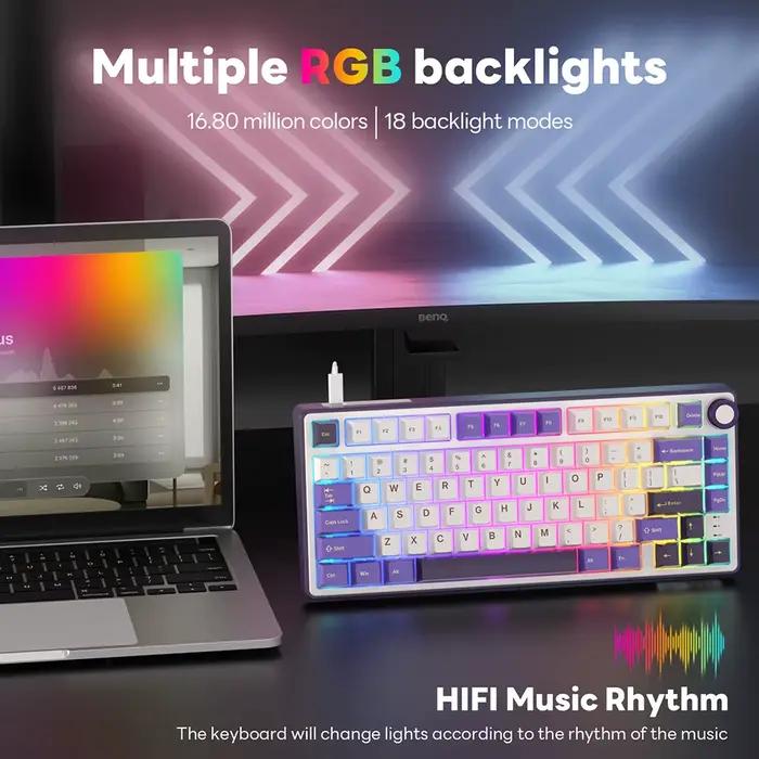 RK R75 clavier mécanique portugais brésilien 81 touches joint rvb rétro-éclairé