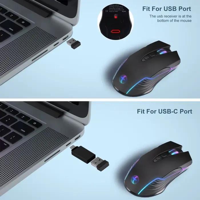 Souris sans fil 2.4G type-c pour ordinateur portable Macbook