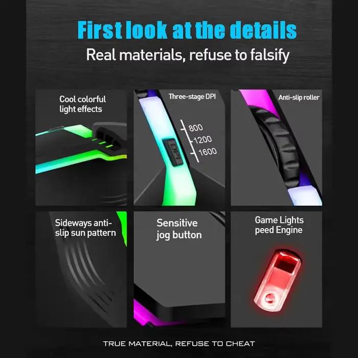 1600DPI LED Gamer souris USB filaire Coumpter