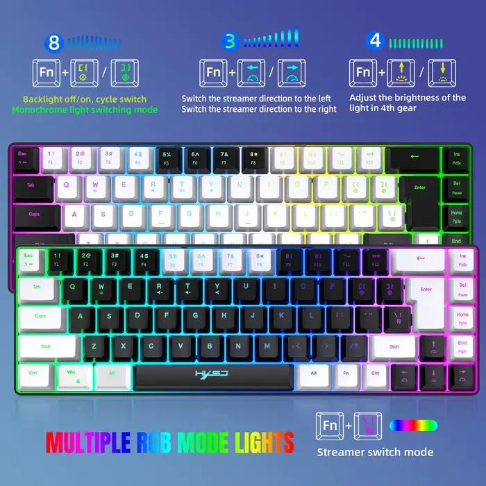68 touches clavier de jeu USB filaire Portable 20 RGB rétro-éclairage
