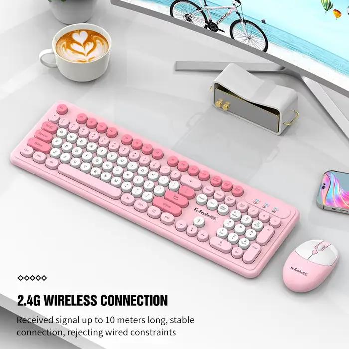 K-snake WK200 ensemble clavier et souris sans fil mignon Punk Keycap USB sans fil