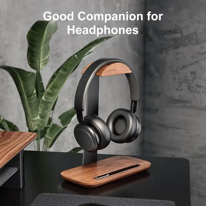 Support pour casque, support en bois pour casque de bureau