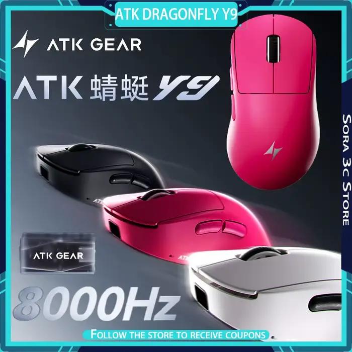 ATK libellule Y9 Pro Max souris sans fil double 8K PAW3395/3950Ultra capteur ergonomie longue durée de vie de la