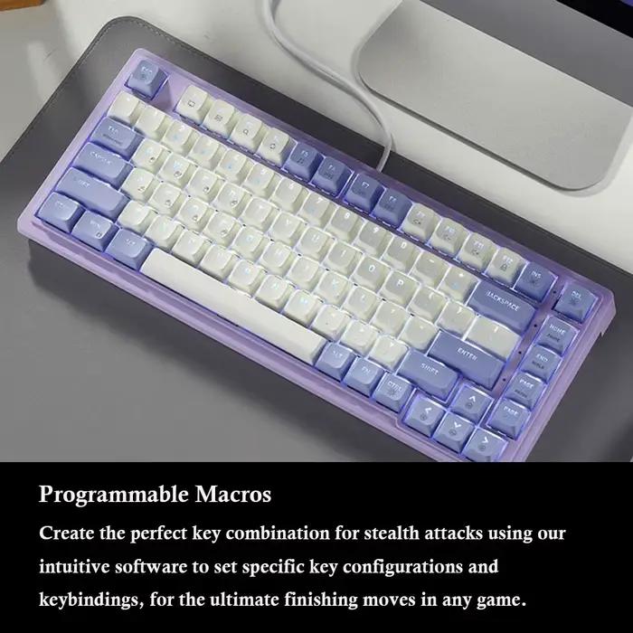 HEXGEARS M2 clavier mécanique 87 touches échange à chaud PBT Structure de joint blanc rétro-éclairé Macro défini