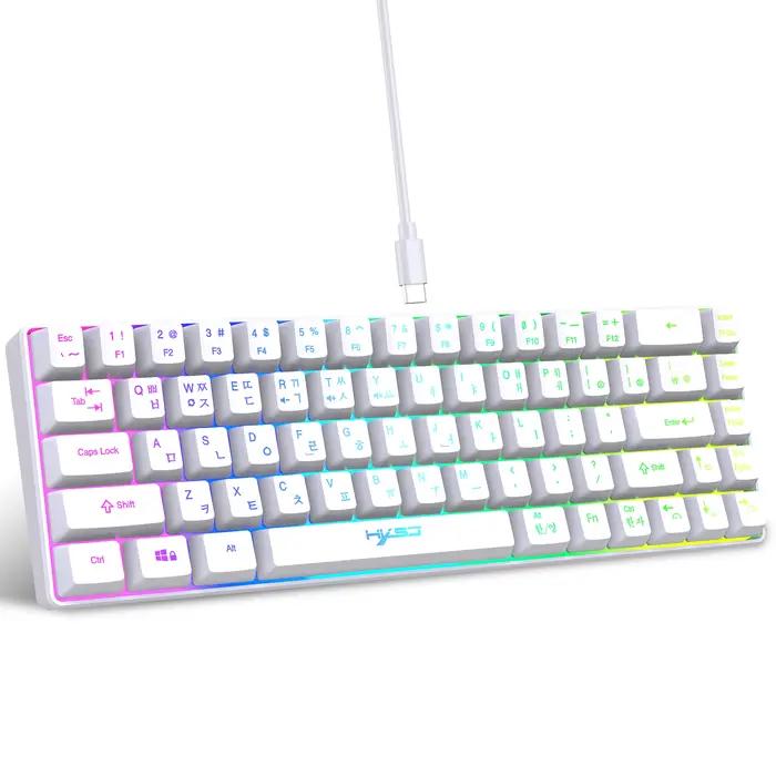68 touches clavier de jeu USB filaire Portable 20 RGB rétro-éclairage coréen russe anglais