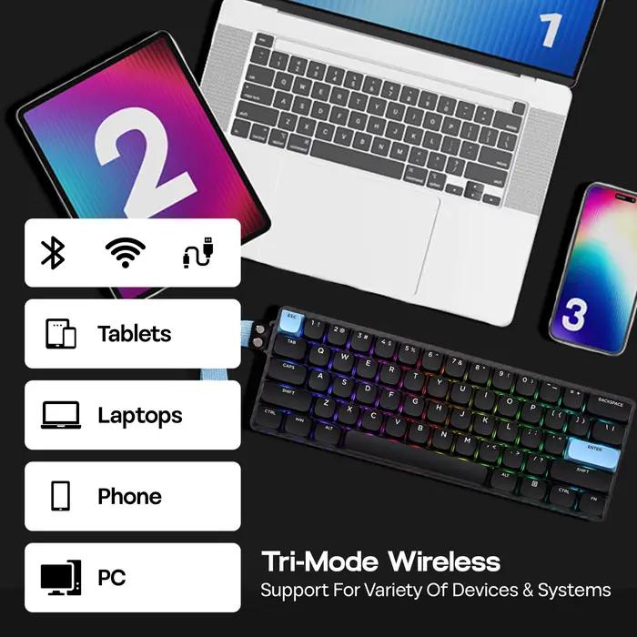 EPOMAKER Carbon60 60% QMK/VIA ANSI VIA filaire/Bluetooth 5.0/2.4GHz clavier mécanique Portable sans fil boîtier en Fiber de carbone