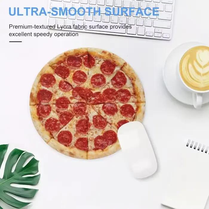 Tapis de souris rond à motif de Pizza créatif