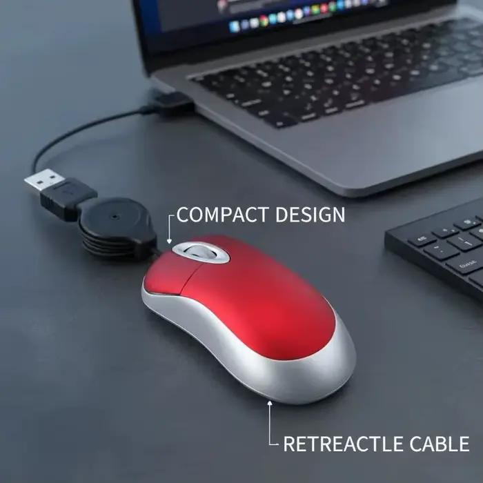 Mini souris filaire avec cordon rétractable