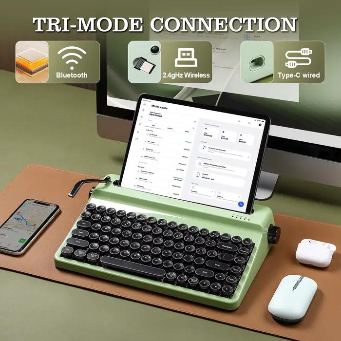 YUNZII QL75 clavier mécanique de machine à écrire sans fil vert