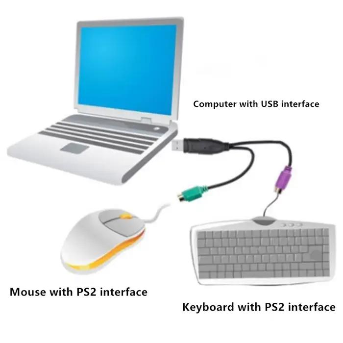Adaptateur USB mâle vers PS2 femelle ; stable et sans délai ; pour interface souris et clavier