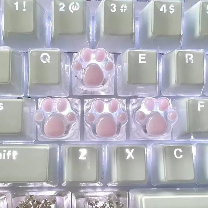 Clavier mécanique résine Keycap chat pattes Pad clair rétro-éclairé RGB WASD flèche ESC clé dessin animé mignon OEM XDA cerise profil Mx commutateur