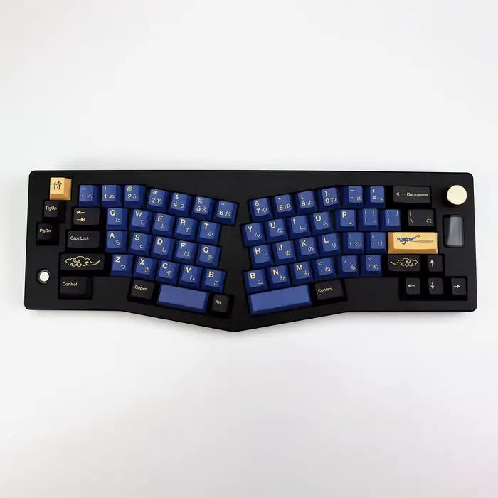 KBDiy japonais rétro bleu samouraï GMK Keycap cerise profil Alice ISO PBT Keycaps pour Aula clavier mécanique Gamer espace divisé