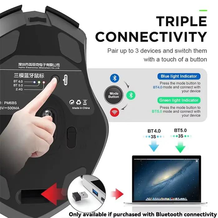 Souris sans fil rechargeable Inphic F1S 2.4G