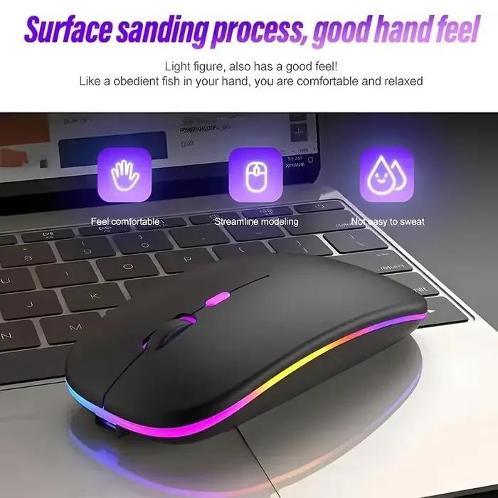 Souris de jeu RGB sans fil 2.4G USB C rechargeable clic silencieux légère ergonomique réglable DPI pour iPad ordinateur portable PC Mac occasions de jeu spéciales