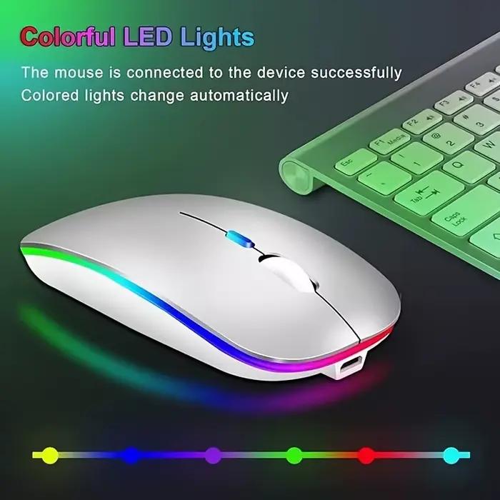 Souris rechargeable sans fil ultra fine avec éclairage LED