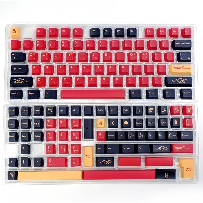 KBDiy GMK rouge samouraï coréen Keycap PBT Cherry Alice Split Space Keycaps rétro personnalisé pour Aula F75 60 clavier mécanique de jeu