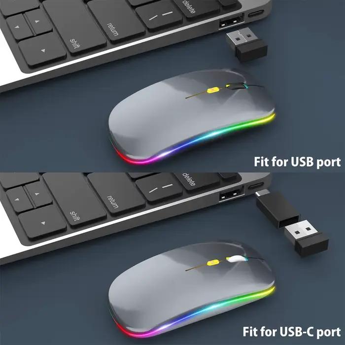 Souris de jeu ergonomique sans fil à LED
