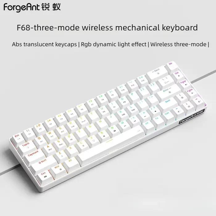 Clavier mécanique RGB Teclado Gamer 68 touches sans fil + Bluetooth + filaire 60% pour iPad
