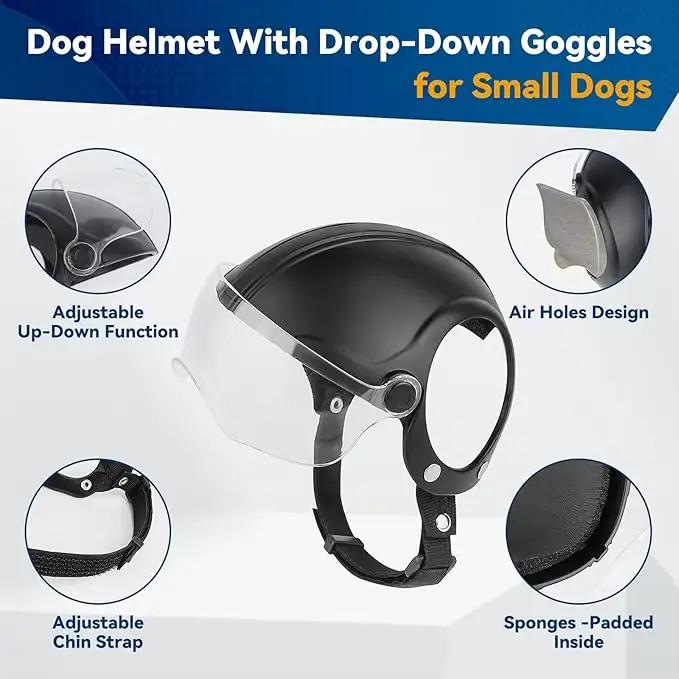 Nouvelles lunettes de protection intégrées pour chien, casque de moto punk, lunettes coupe-vent pour petit chien, équipement de conduite en extérieur