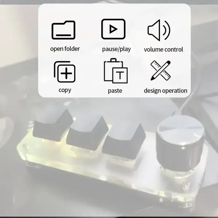 Mini clavier mécanique 3 touches 1 bouton USB rvb Macro