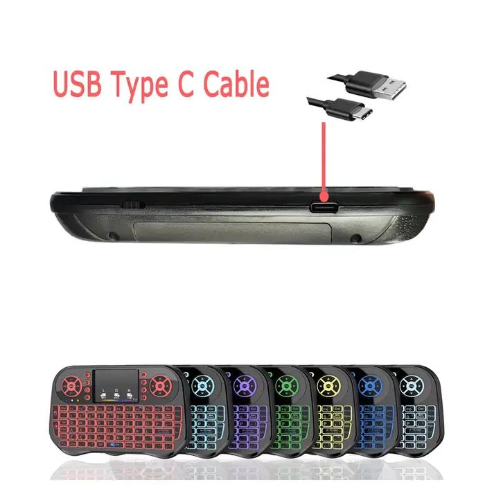 I10 i8 Mini clavier sans fil double Mode BT4.2 2.4G Air Mouse rétro-éclairé 7 couleurs pavé tactile pour Android TV Box Stick PC Pad projecteur