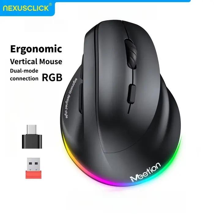 Souris sans fil ergonomique verticale NexusClick double mode BT/2.4G